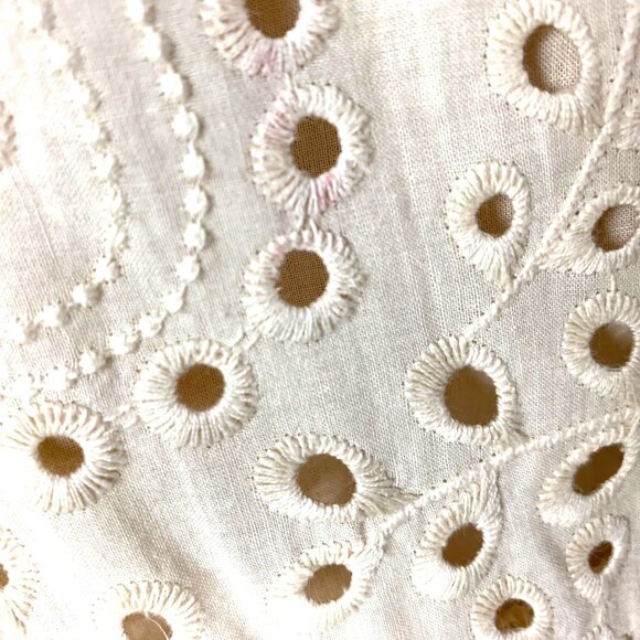 True Religion Eyelet Lace Cream Swing V-Neck Tiered Dress S Boho Festival Flowy - Picture 5 of 6